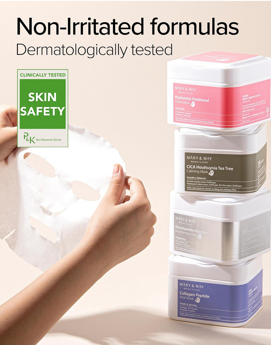Mary&May Hyaluronic Panthenol Hydra Mask - Daily Pull Out Sheet Mask for Intense Moisturizing and Soothing