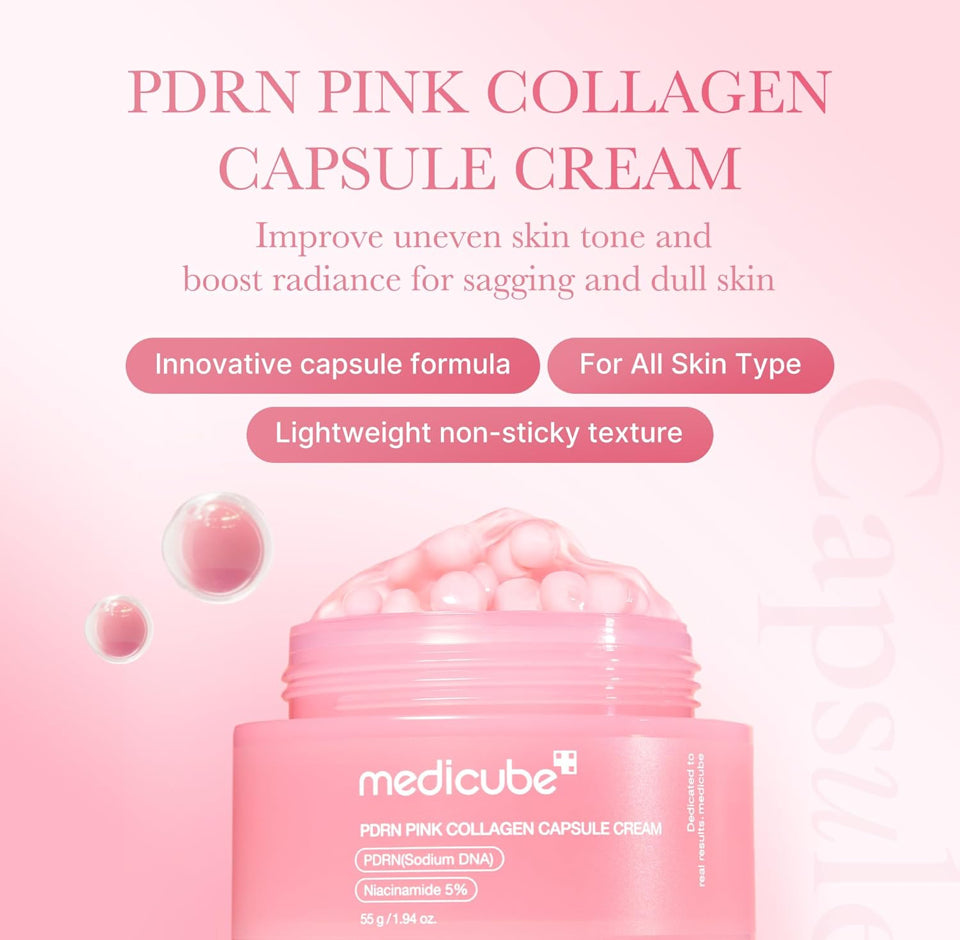 Medicube Overnight Renewal Salmon PDRN Duo: Salmon DNA PDRN Pink Peptide Serum and Salmon DNA PDRN Pink Collagen Capsule Cream