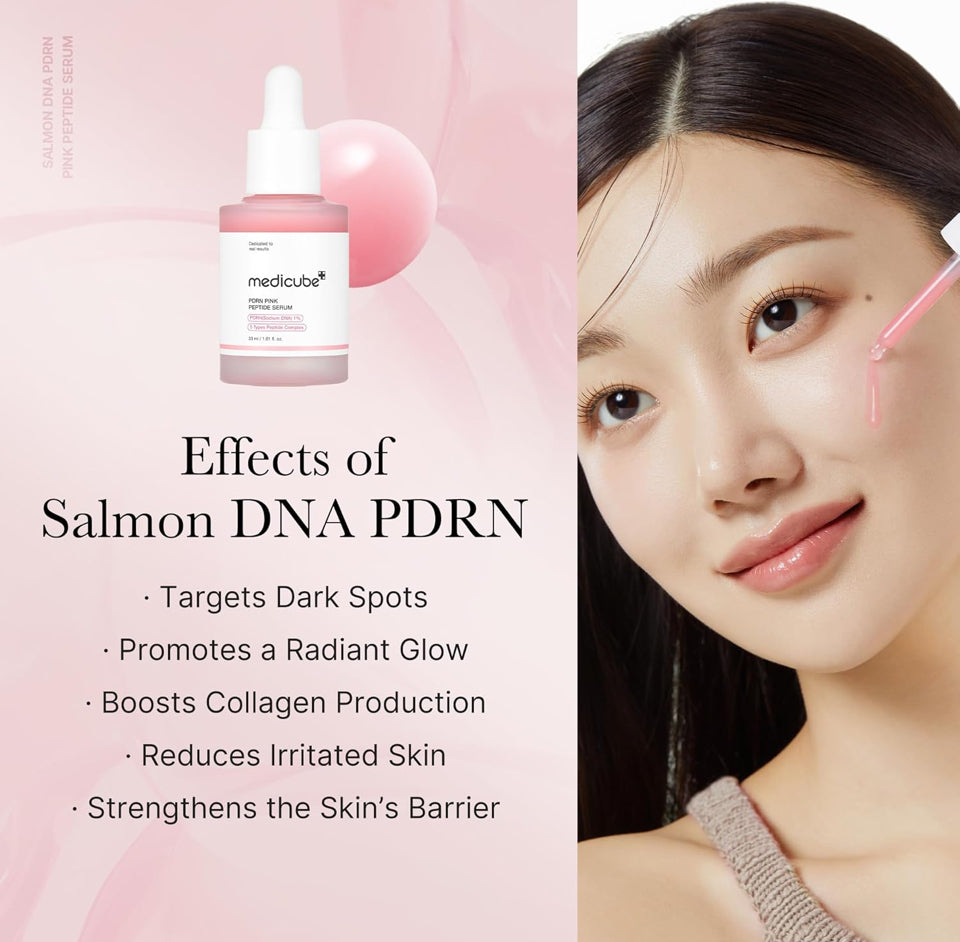 Medicube Salmon DNA PDRN Pink Peptide Serum, Pink glow serum, Peptide, Niacinamide, Hydrating & Moisturizing & Firming, Uneven Skin Tone
