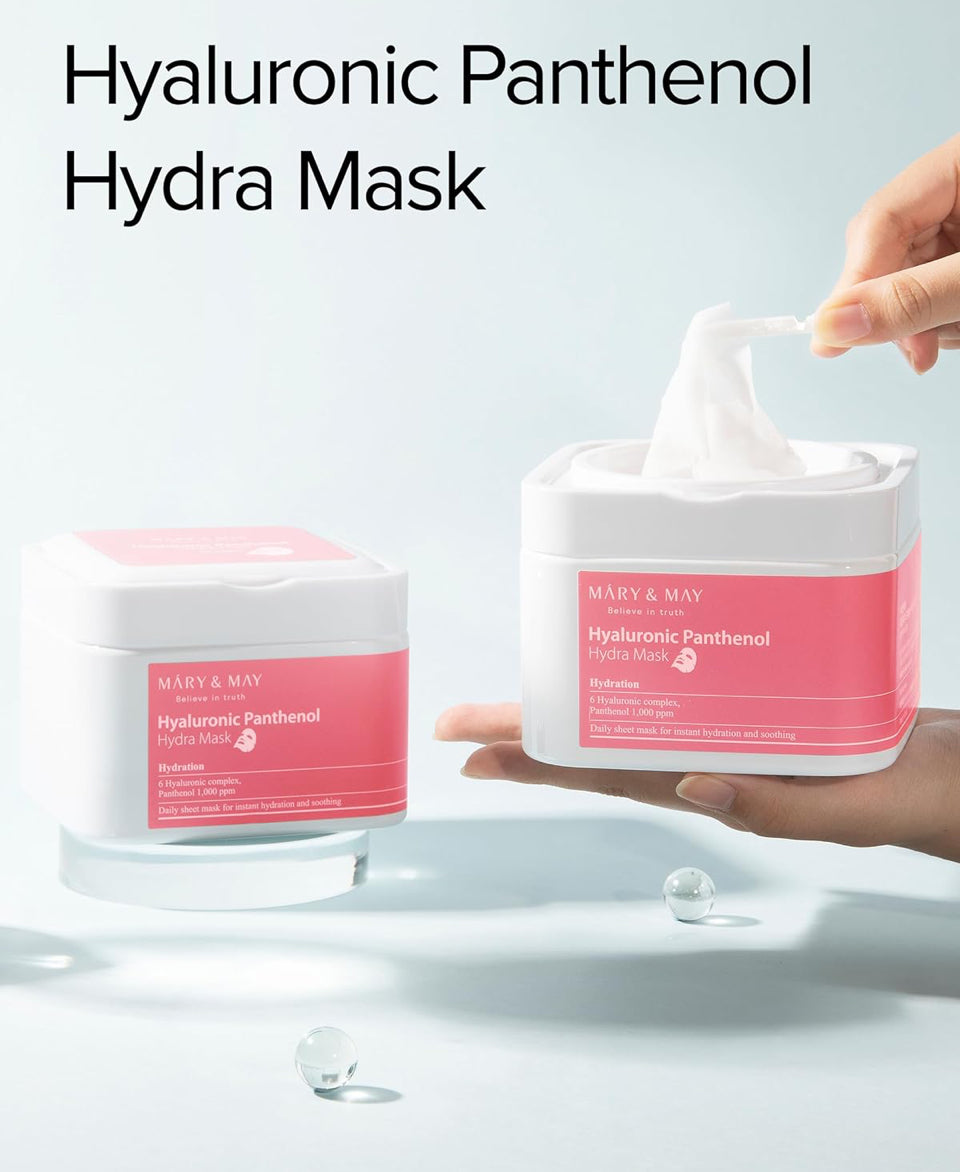 Mary&May Hyaluronic Panthenol Hydra Mask - Daily Pull Out Sheet Mask for Intense Moisturizing and Soothing
