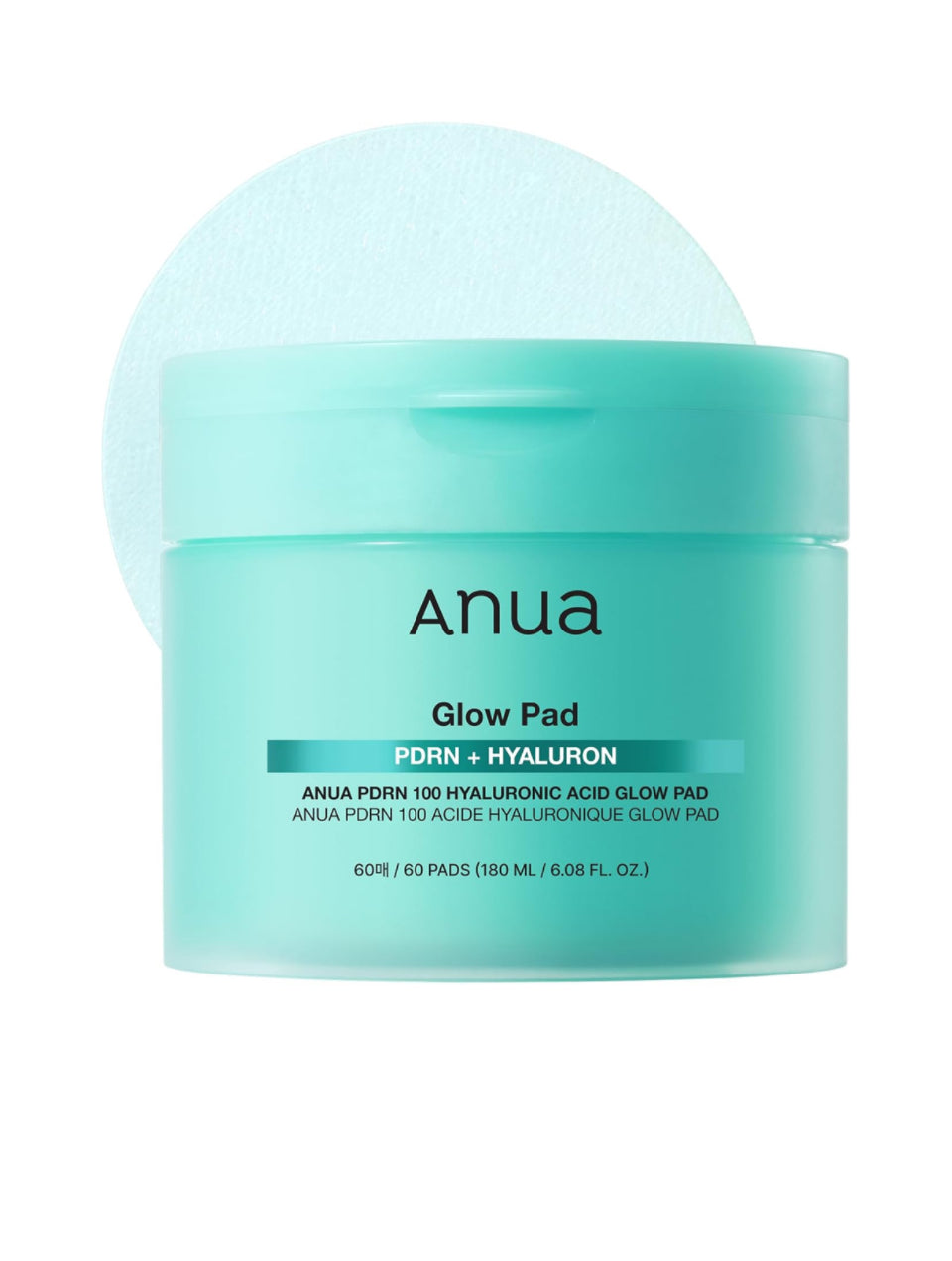 Anua PDRN 100 Hyaluronic Acid Pad, Glow-Plumping Korean Face Pad for Daily Skincare & Makeup Prep, Dual-Sided Toner for Radiant Skin & Deep Hydration, Korean Skin Care (180ml, 60 Pads)