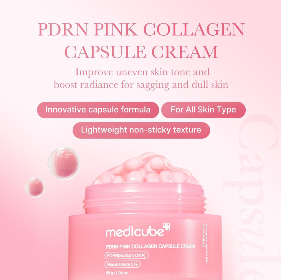 MEDICUBE Salmon DNA PDRN Pink Collagen Capsule Cream, Face Moisturizer | Lightweight Moisturizing Cream