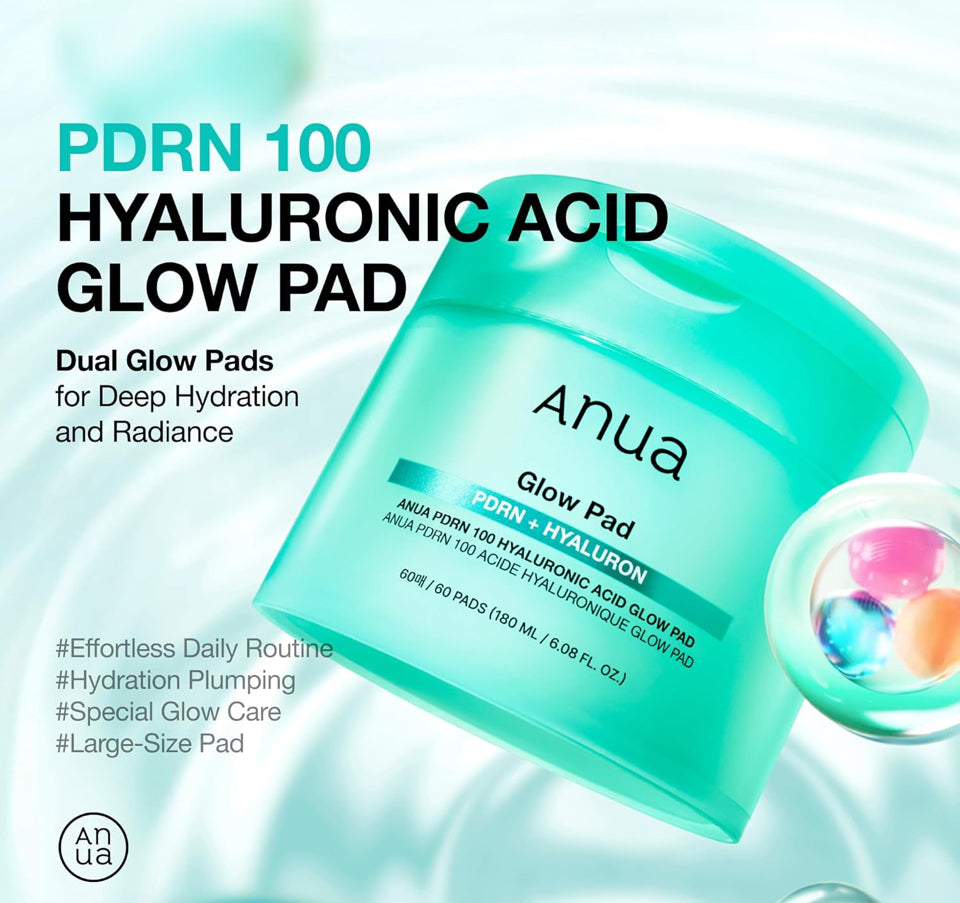 Anua PDRN 100 Hyaluronic Acid Pad, Glow-Plumping Korean Face Pad for Daily Skincare & Makeup Prep, Dual-Sided Toner for Radiant Skin & Deep Hydration, Korean Skin Care (180ml, 60 Pads)