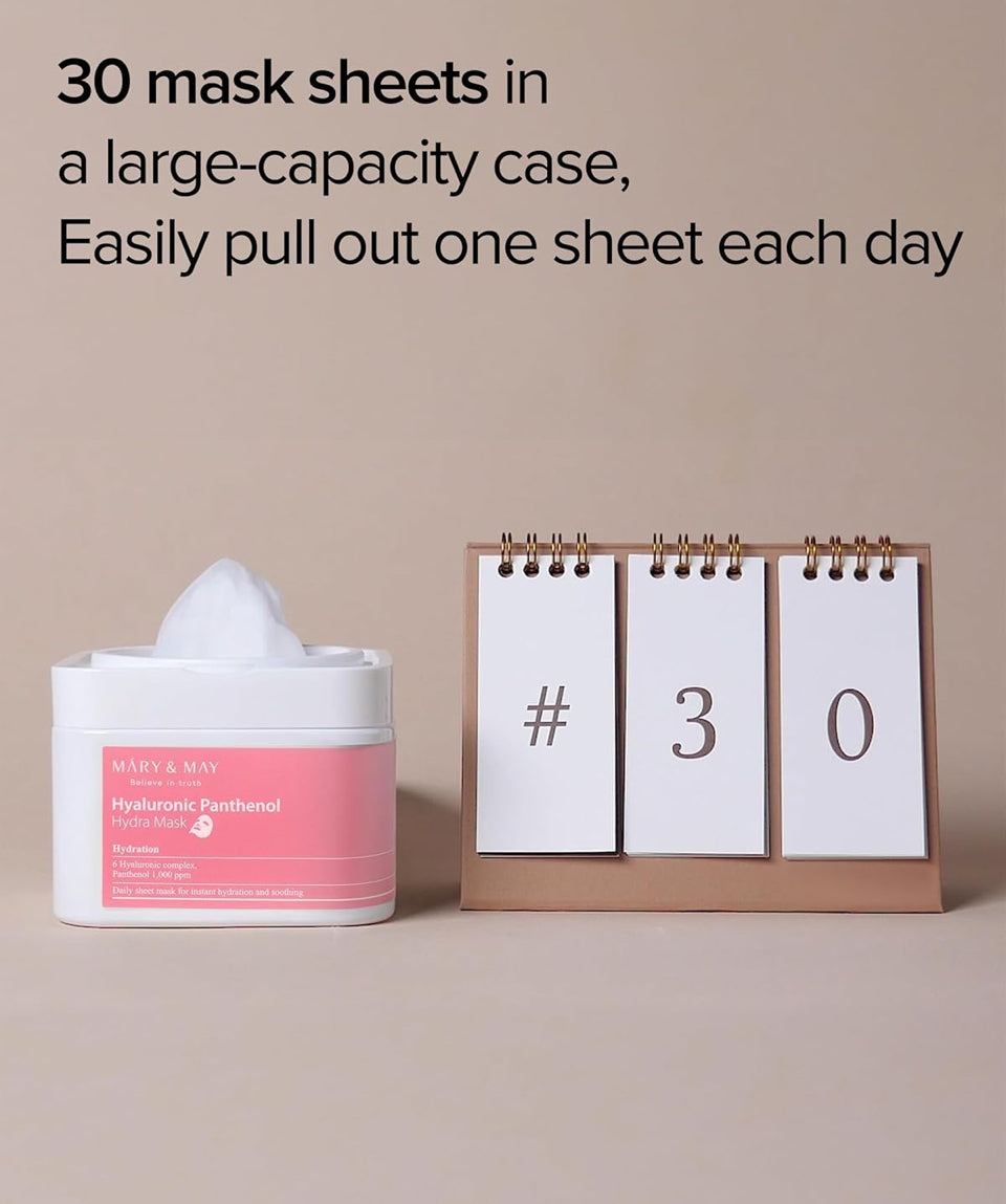 Mary&May Hyaluronic Panthenol Hydra Mask - Daily Pull Out Sheet Mask for Intense Moisturizing and Soothing
