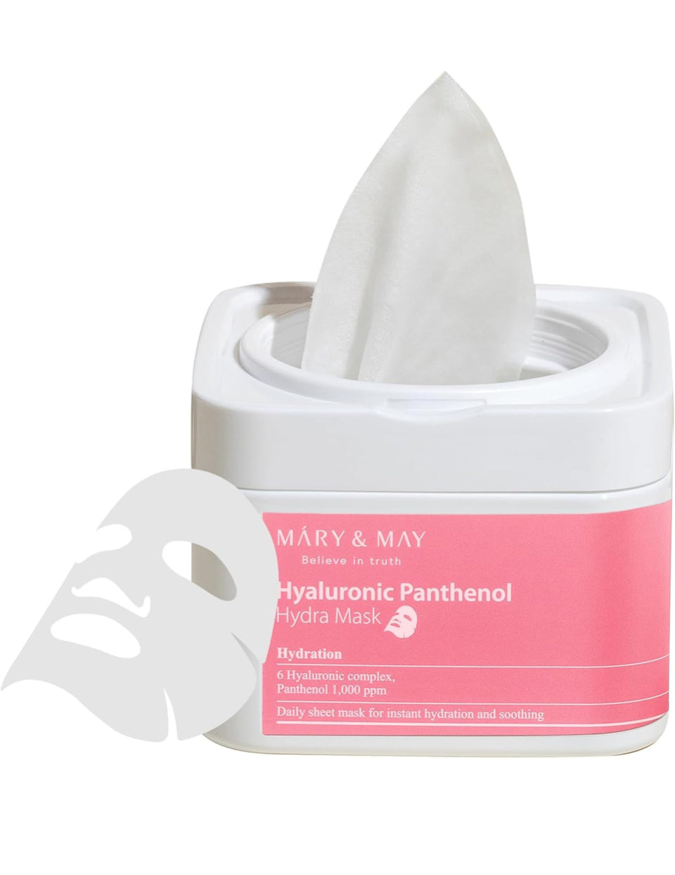 Mary&May Hyaluronic Panthenol Hydra Mask - Daily Pull Out Sheet Mask for Intense Moisturizing and Soothing