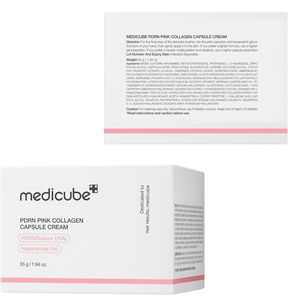 MEDICUBE Salmon DNA PDRN Pink Collagen Capsule Cream, Face Moisturizer | Lightweight Moisturizing Cream