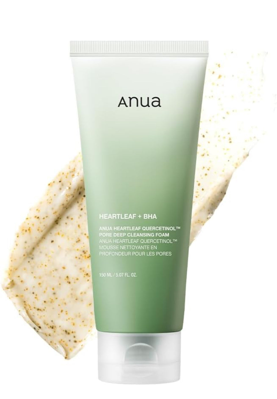 ANUA Heartleaf Quercetinol Pore Deep Cleansing Foam, Facial Cleanser, for Double Cleansing, BHA, Hyaluronic Acid, Glycerin, Face Wash, Blackhead Remover